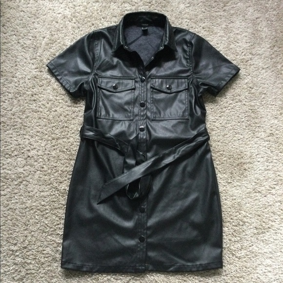 Forever 21 Dresses & Skirts - Faux Leather Button Down Dress